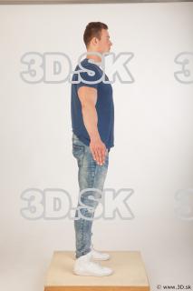 Whole body blue tshirt light blue jeans modeling a pose…